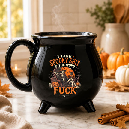 Grim Reaper Halloween Cauldron Ceramic Mug Funny Spooky Quote