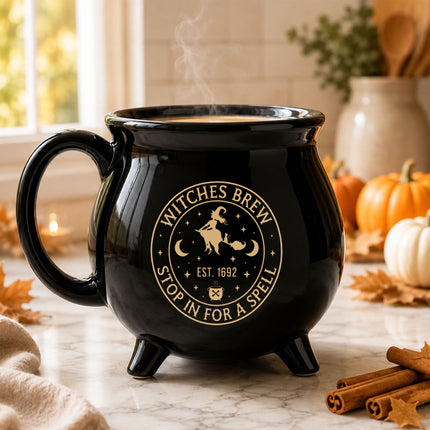 Witches Brew Cauldron Ceramic Mug Halloween Witch Gift
