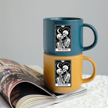 The Lovers Tarot Halloween Pottery Mug Skeleton Couple Gift