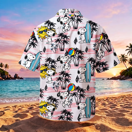 Pink Palm Surf Beach Summer Vacation Hawaiian Shirt