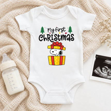 My First Christmas Gift Box Surprise Baby Bodysuit