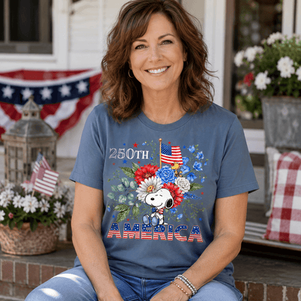 2_0ad47fb1-729e-4c7f-bc1b-b587c5f8e0d0 - AuraNations - Comfort Colors 250th America Patriotic Sitting Floral Dog T-Shirt - Blue Jean / S - 250TH ANNIVERSARY, ALL, COMFORT COLORS, NO CUSTOM, PRODUCTS, SNPY, TSHIRT