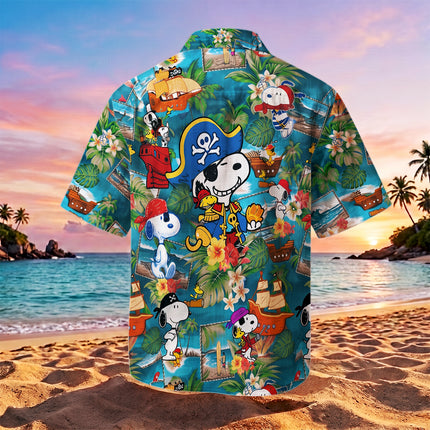 Pirate Tropical Beach Floral Summer Vacation Hawaiian Shirt