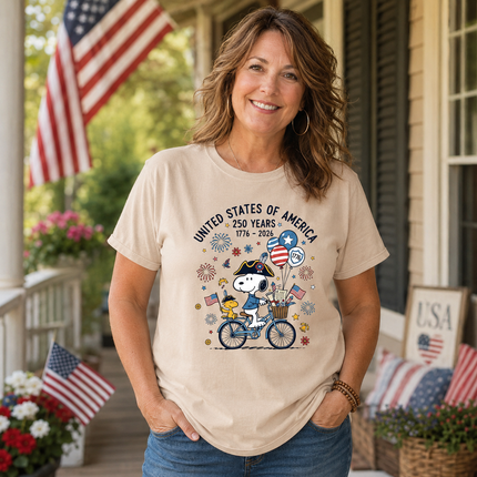 Comfort Colors 250th Anniversary USA Colonial Dog Bicycle T-Shirt