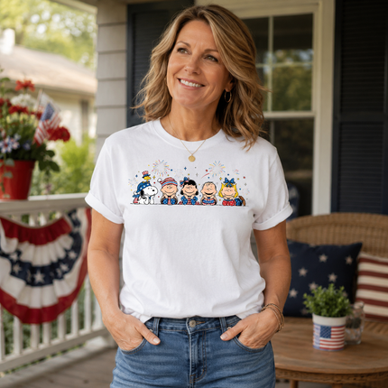 Comfort Colors Fireworks Patriotic Friends Lying Down T-Shirt