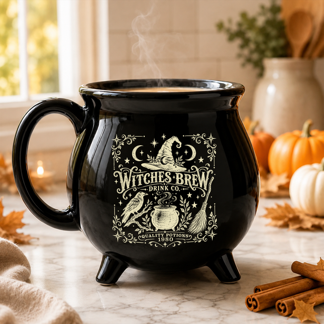 Witches Brew Cauldron Mug Vintage Halloween Witch Coffee Cup