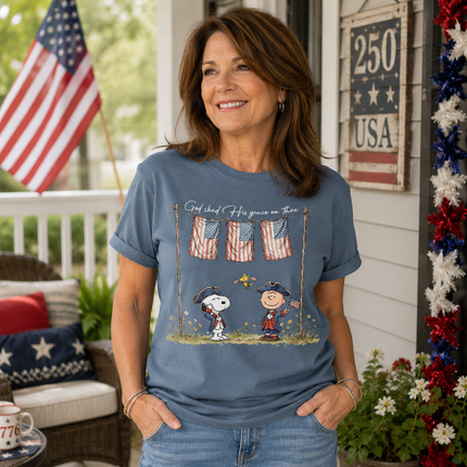 Comfort Colors God Shed His Grace On Thee Patriotic Colonial Friends T-Shirt