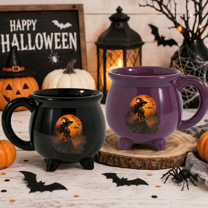 Personalized Witch Full Moon Cauldron Mug Halloween Custom Name