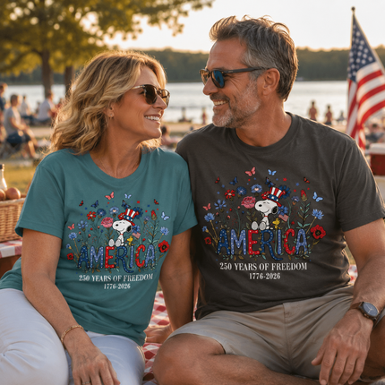 Comfort Colors Floral America 250 Years Of Freedom T-Shirt