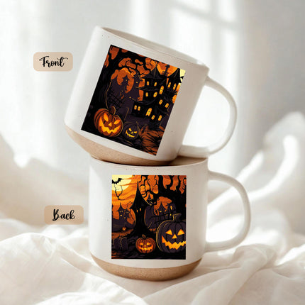 Jack O Lantern Halloween Pottery Mug Haunted House Spooky Decor