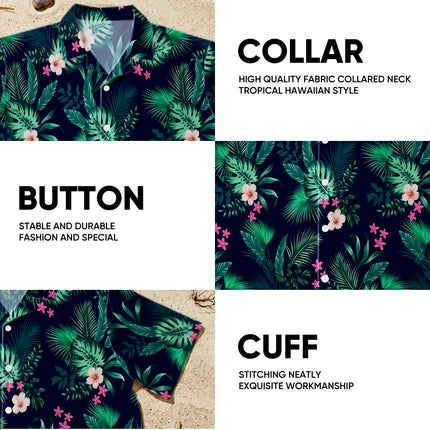Beach Summer Tropical Green Floral Hawaiian Shirt