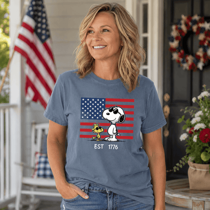 Comfort Colors EST 1776 250th Anniversary USA Sunglasses Dog Flag T-Shirt