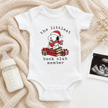 The Littlest Book Club Member Christmas Reader Baby Bodysuit