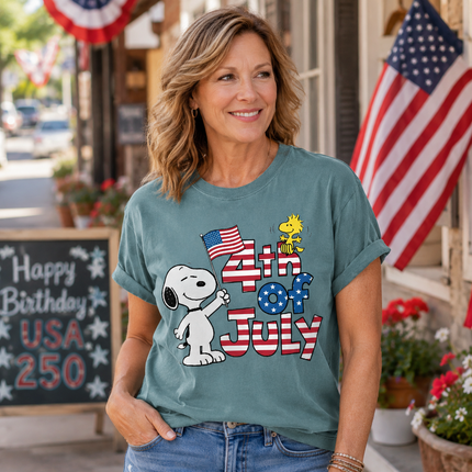 Comfort Colors 4th Of July American Flag Dog T-Shirt