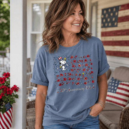 Comfort Colors 250th Anniversary USA Floral Vine Flag Uncle Sam Dog T-Shirt