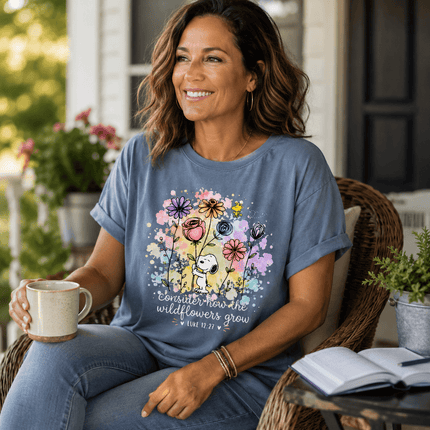 Comfort Colors Consider How the Wildflowers Grow Bible Verse T-Shirt