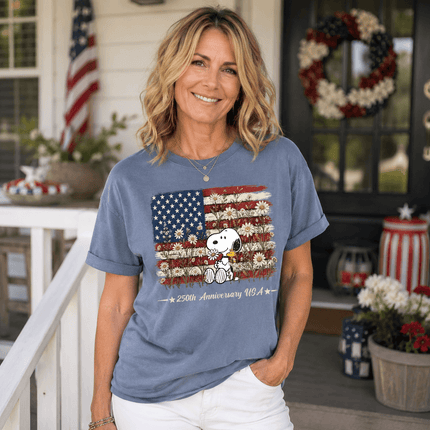 Comfort Colors 250th Anniversary USA Daisy Flag Dog T-Shirt