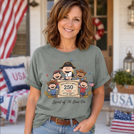 Comfort Colors Spirit Of 76 Lives On 250 Years Patriotic Friends T-Shirt