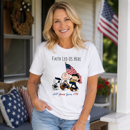 Comfort Colors Faith Led Us Here 250 Years Since 1776 Patriotic Friends T-Shirt
