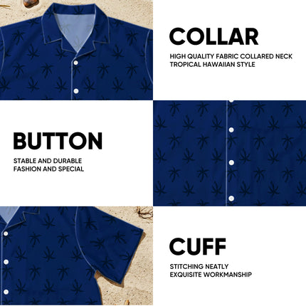 Navy Blue Palm Tree Tropical Beach Summer Hawaiian Shirt