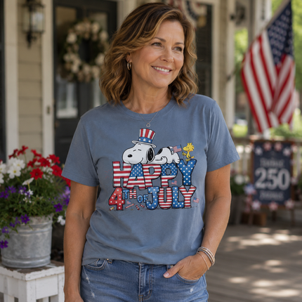 Comfort Colors Happy 4th Of July Sleepy Patriotic Dog T-Shirt