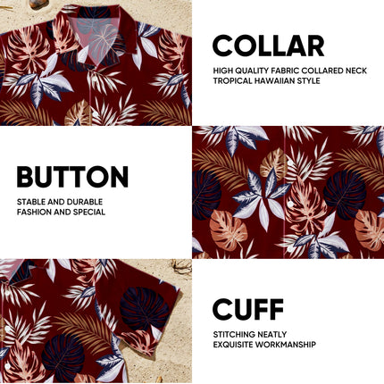 Beach Summer Tropical Red Leaf Print Hawaiian Shirt