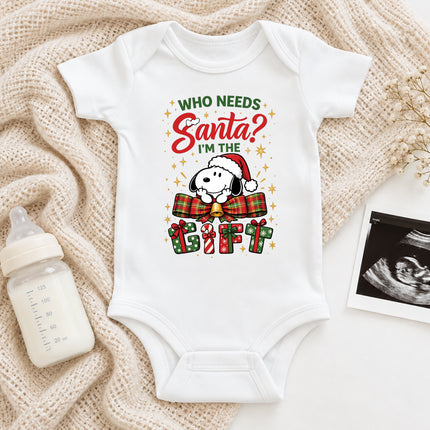 I'm the Gift Funny Christmas Plaid Bow Baby Bodysuit