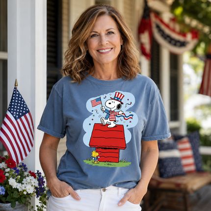 Comfort Colors Uncle Sam Doghouse Patriotic Flag T-Shirt