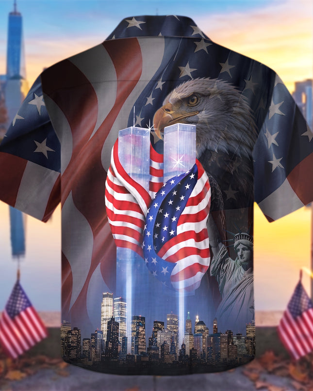 25th Patriot Day 9/11 Never Forget American Flag Tribute Hawaiian Shirt