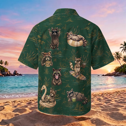 Funny Vacation Raccoon Summer Tropical Hawaiian Shirt
