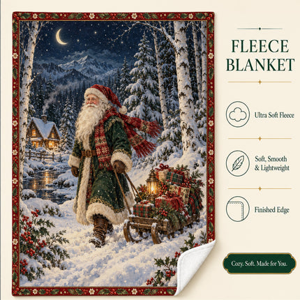 Santa Claus Fleece Blanket Winter Christmas Decor