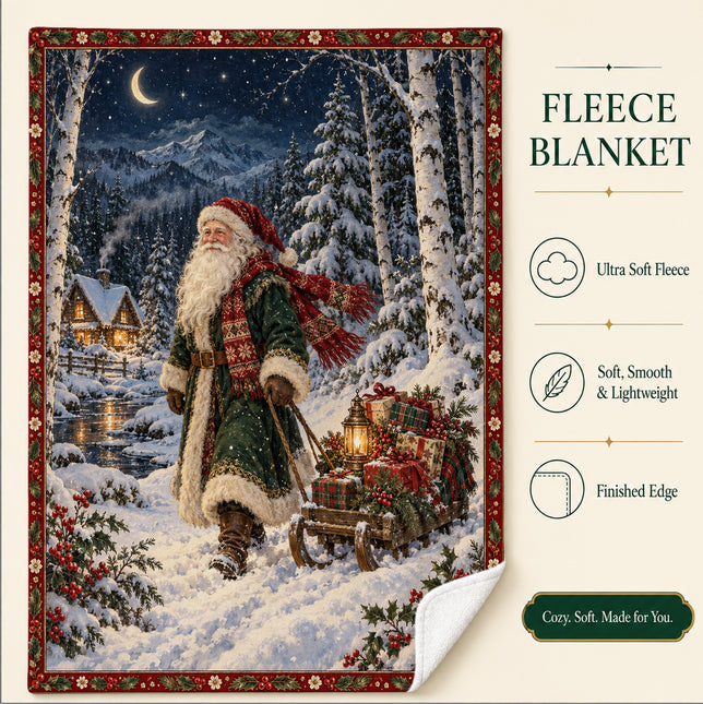 Santa Claus Fleece Blanket Winter Christmas Decor
