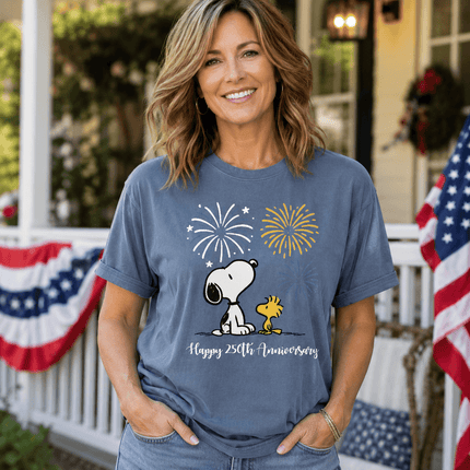 Comfort Colors Happy 250th Anniversary USA Fireworks Watching Dog T-Shirt