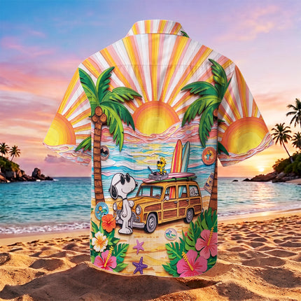 Tropical Beach Sunset Surf Van Hawaiian Shirt