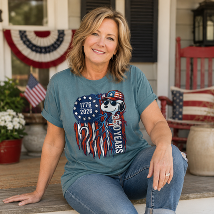 Comfort Colors 1776-2026 250 Years Cool Dog Lightning Flag T-Shirt