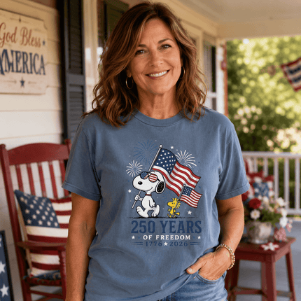 Comfort Colors 250 Years Of Freedom USA Marching Flag Dog T-Shirt