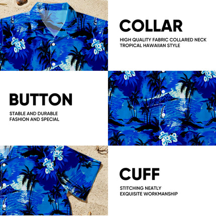 Blue Tropical Island Beach Floral Summer Hawaiian Shirt