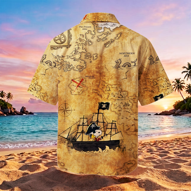 Pirate Treasure Map Adventure Summer Hawaiian Shirt
