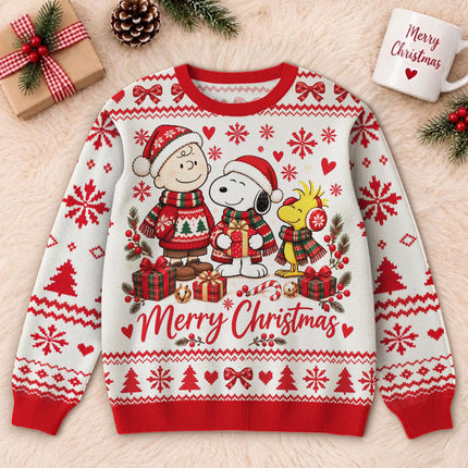 Funny Christmas Cartoon Ugly Sweatshirt Merry Christmas Friends