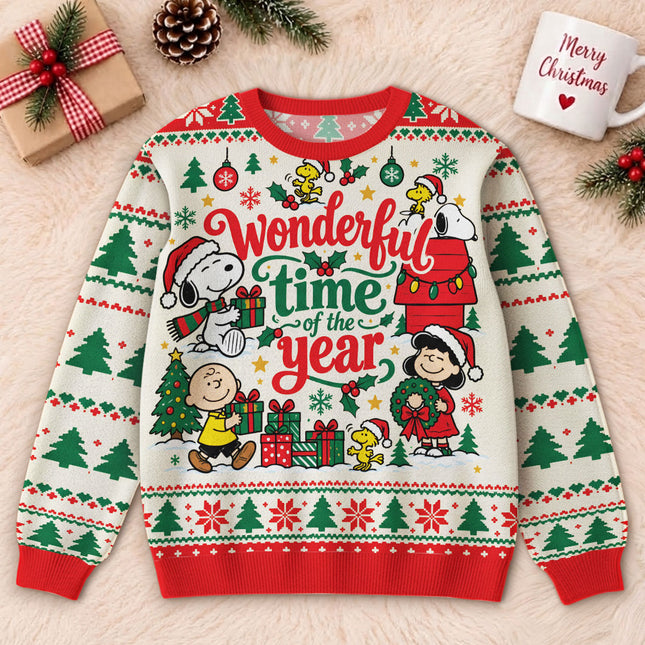 Funny Christmas Cartoon Ugly Sweatshirt Wonderful Time of the Year