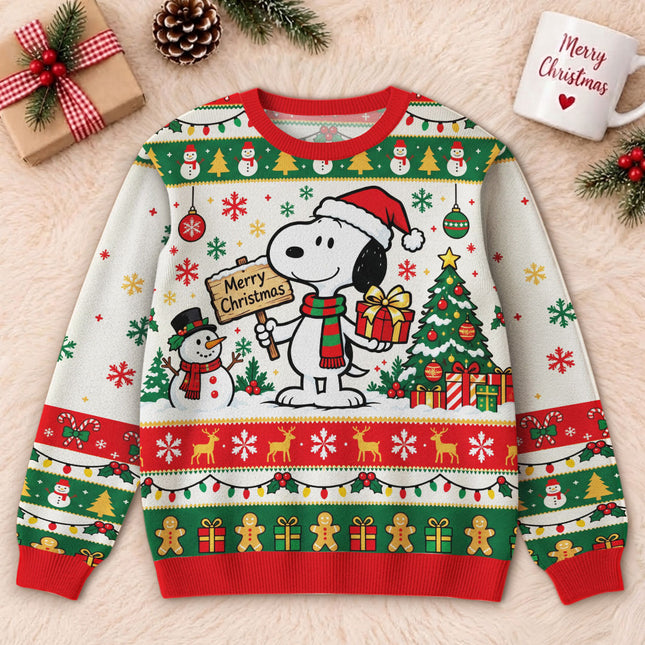 Funny Christmas Dog Ugly Sweatshirt Santa Hat Gift Print