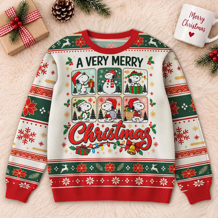 Funny Christmas Dog Ugly Sweatshirt Very Merry Cartoon Holiday