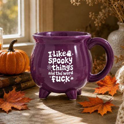 Funny Halloween Cauldron Ceramic Mug Spooky Quote