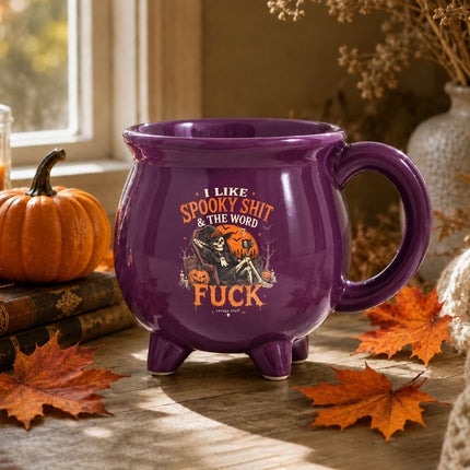 Grim Reaper Halloween Cauldron Ceramic Mug Funny Spooky Quote