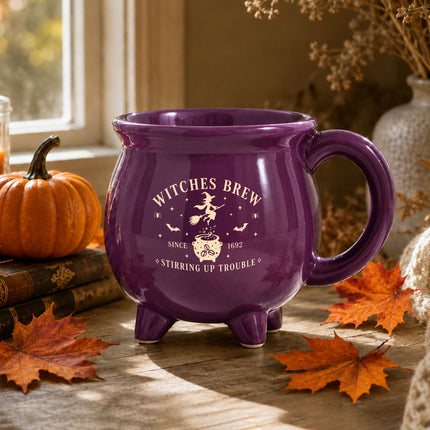 Witches Brew Cauldron Ceramic Mug Halloween Witch Gift