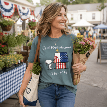 Comfort Colors 250th Anniversary USA God Bless America Flag Painting Dog T-Shirt