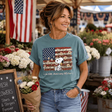 Comfort Colors 250th Anniversary USA Daisy Flag Dog T-Shirt