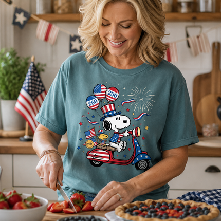Comfort Colors 250th USA Patriotic Scooter Dog T-Shirt