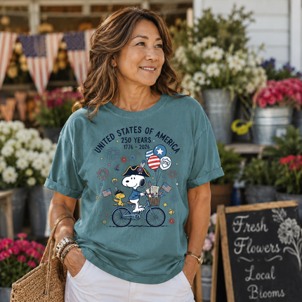 Comfort Colors 250th Anniversary USA Colonial Dog Bicycle T-Shirt