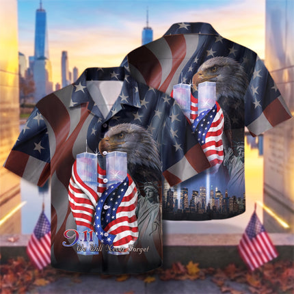 25th Patriot Day 9/11 Never Forget American Flag Tribute Hawaiian Shirt